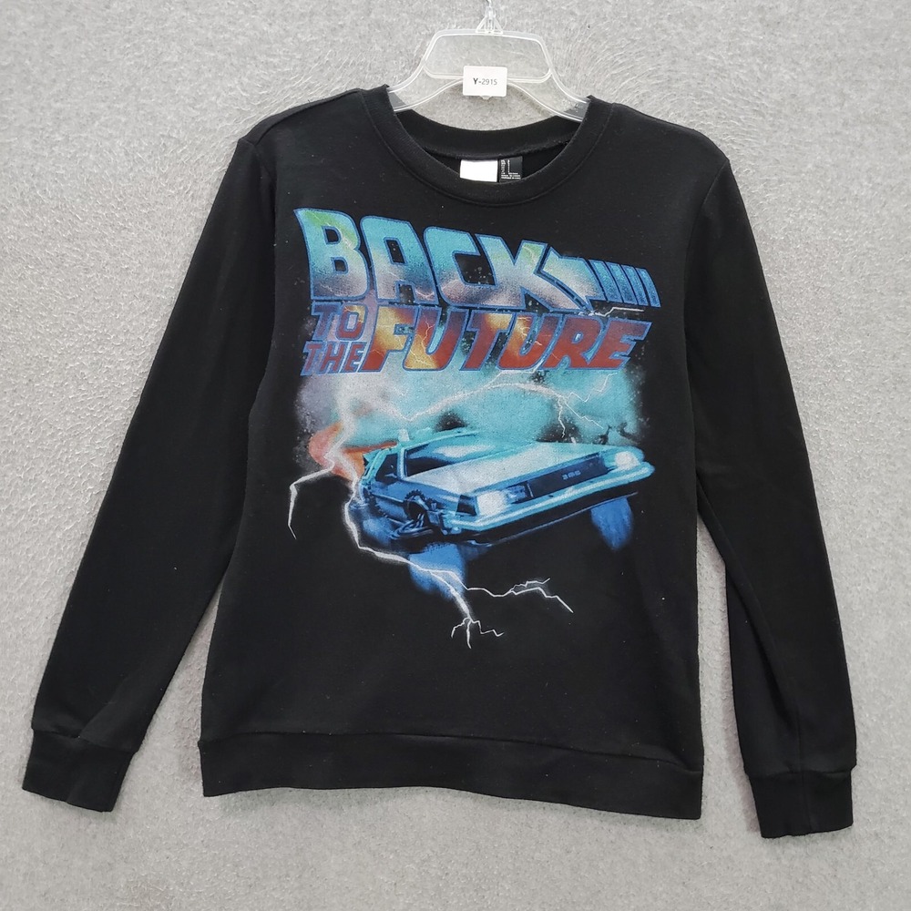Back To The Future Women Sweater Small Black Graphic Car Movie Time‎ Machine